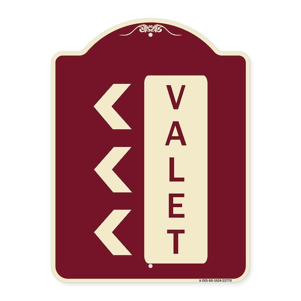 Signmission Designer Series Sign Valet Left Arrow, Burgundy Heavy-Gauge Aluminum Sign, 24" x 18", BU-1824-22770 A-DES-BU-1824-22770 - main